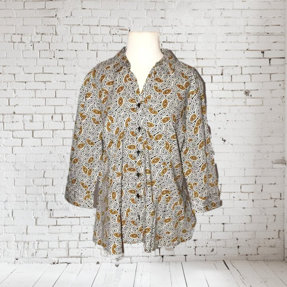 Dana Buchman Tailored Button Front Stretch Blouse